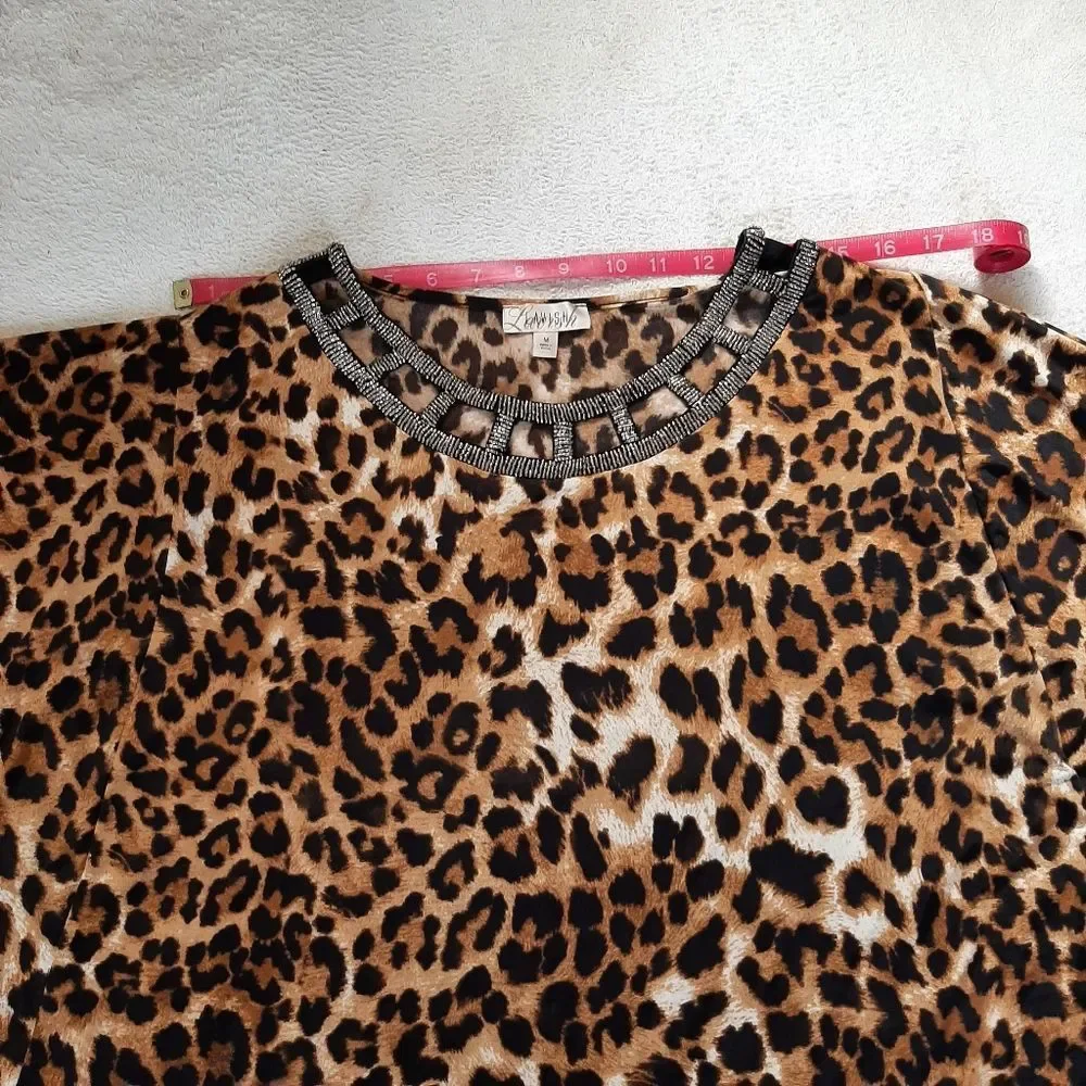 Lavish Animal Print Poncho Tunic Shirt Size M - Picture 3 of 14